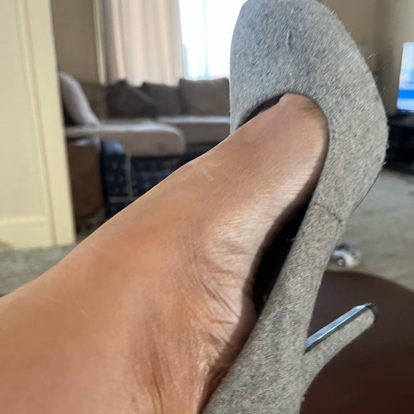 Fusion gray platform rounded toe heels.  Suede-like. Size 7.5. - Picture 3 of 8